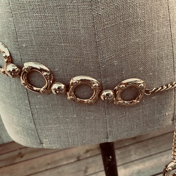 Vintage Gold Metallic Chain Boho Chic Statement Retro Hip Waist Belt - Picture 2 of 11